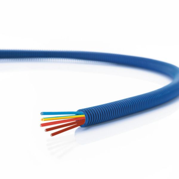 Conduit ICTA Chronofil® Ø20mm avec 5 conducteurs 1,5mm² bleu , rouge , 2 conducteurs marron et vert et jaune - RAL5010