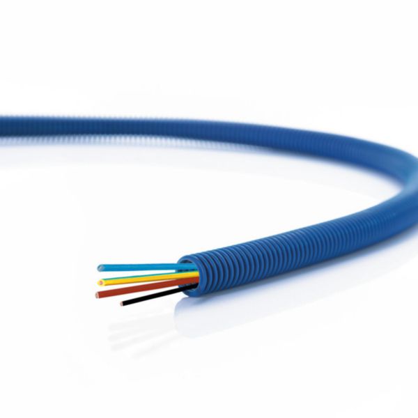 Conduit ICTA Chronofil® Ø20mm avec 3 conducteurs 2,5mm² bleu , marron et vert et jaune + 1x1,5mm² noir - RAL5010