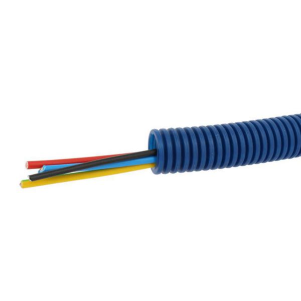 Conduit ICTA Chronofil® Ø20mm avec 3 conducteurs 2,5mm² bleu , rouge et vert et jaune + 1x1,5mm² noir - RAL5010