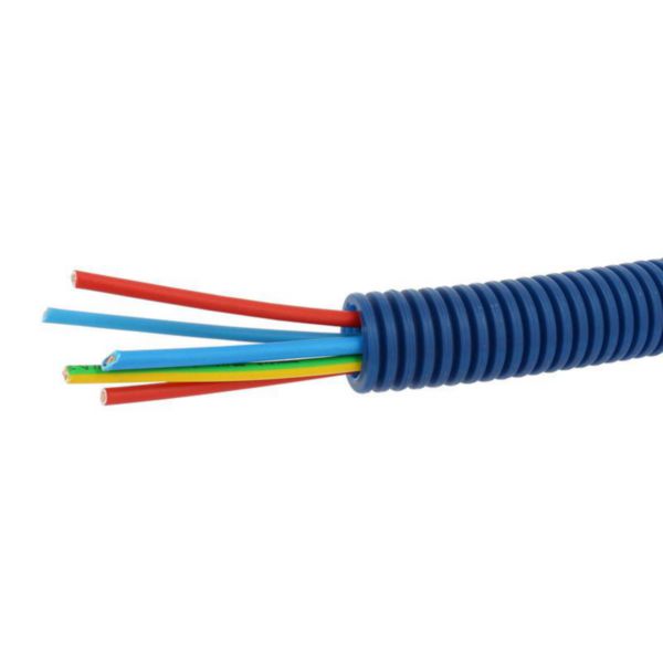 Conduit ICTA Chronofil® Ø20mm à 3 conducteurs 2,5mm² bleu, rouge, vert et jaune + 2x1,5mm² bleu et rouge - RAL5010