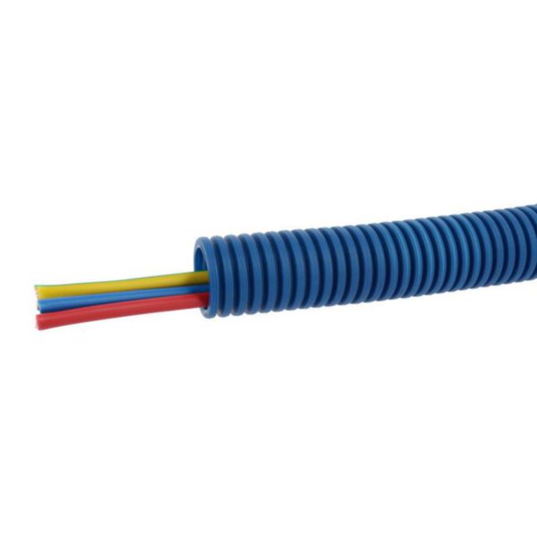 Conduit ICTA Chronofil® Ø25mm pour courant fort avec 3 conducteurs 6mm² bleu, rouge et vert et jaune - RAL5010