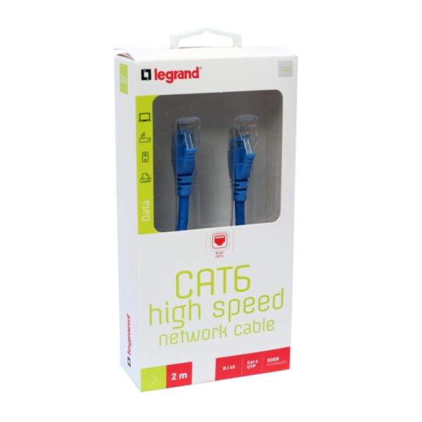 Cordon ethernet cat.6 U/UTP PVC - longueur 2m