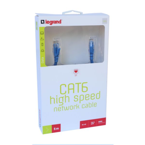 Cordon ethernet cat.6 U/UTP PVC - longueur 5m