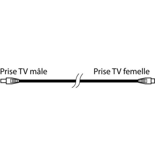 Rallonge TV - 1 fiche femelle + 1 fiche mâle Ø9,52mm - longueur 2m - Blanc