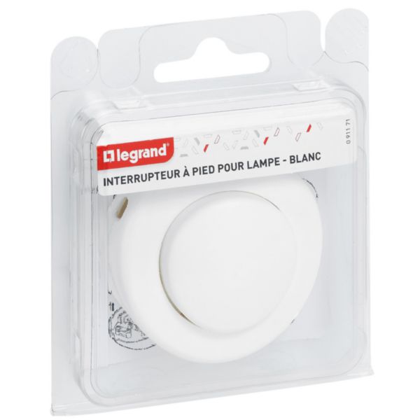 Interrupteur 2A 250V~ avec commande au pied pour lampadaire livré sous blister avec Gencod - blanc
