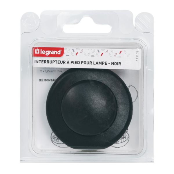Interrupteur à pied pour lampe - blister - noir