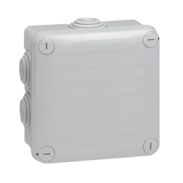 Boîte de dérivation carrée Plexo dimensions 105x105x55mm - gris RAL7035