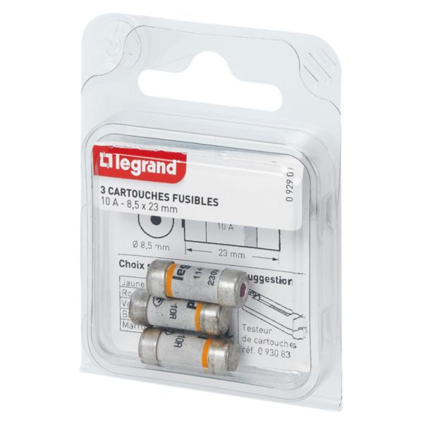 Cartouches fusibles pour porte-fusibles avec témoin - 8,5x23mm - 10A