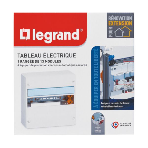Coffret à équiper - 1 rangée 13 modules - 250x250x103,5mm - avec borniers