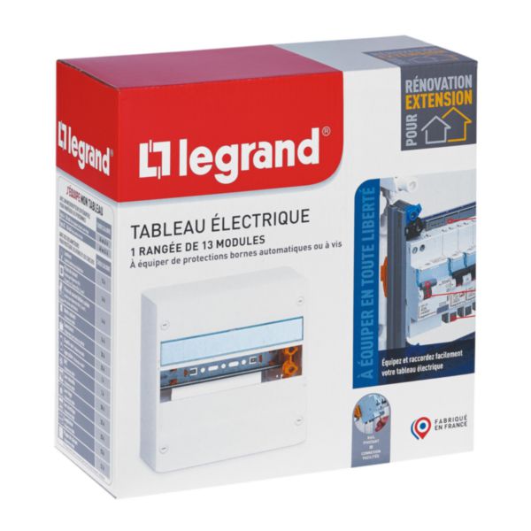Coffret à équiper - 1 rangée 13 modules - 250x250x103,5mm - avec borniers