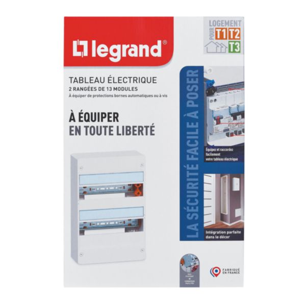 Coffret à équiper - 2 rangées 13 modules - 375x250x103,5mm - avec borniers