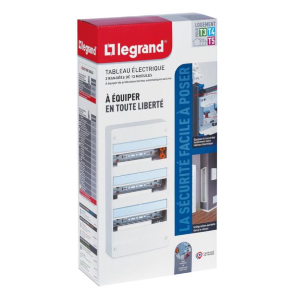 Coffret à équiper - 3 rangées 13 modules - 500x250x103,5mm - avec borniers
