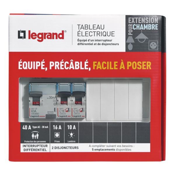 Tableau électrique équipé - spécial pour extension chambre