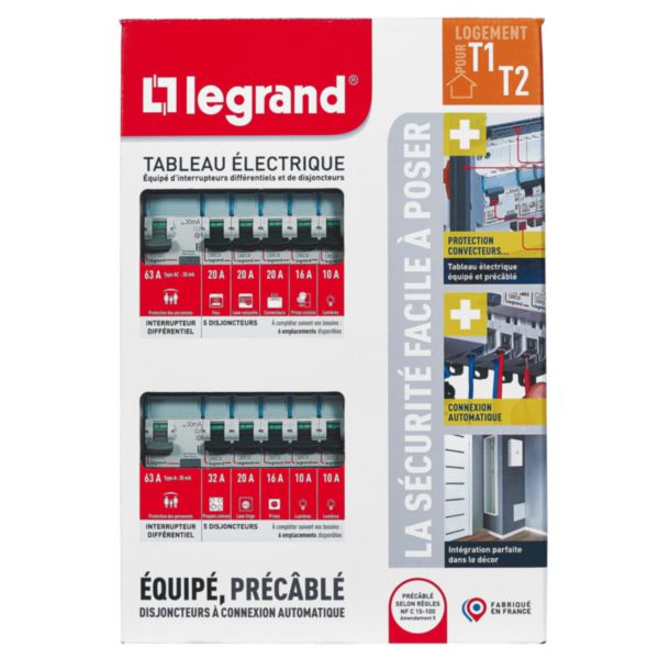Tableau électrique équipé Evolué - pour logement T1 ou T2