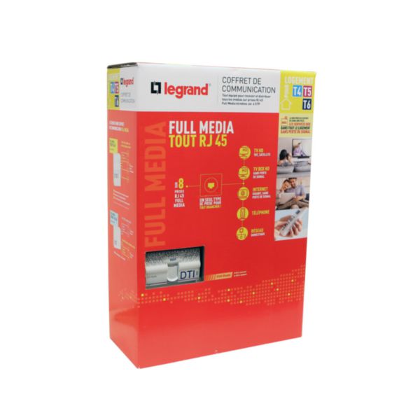 Coffret de communication Full Media tout RJ45 pour T4 à T6 neuf pour distribuer la TV et services box vers les prises