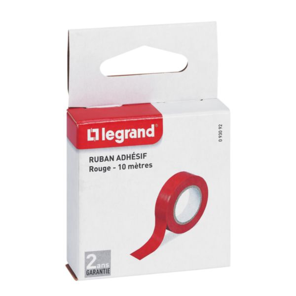 Ruban adhésif isolant - longueur 10m - largeur 15mm - rouge