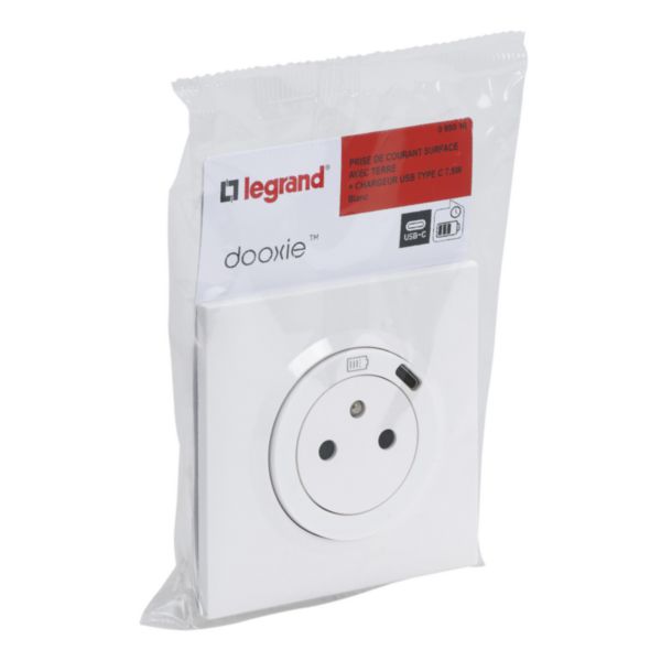 Prise de courant Surface dooxie avec chargeur Type-C complète avec plaque blanche