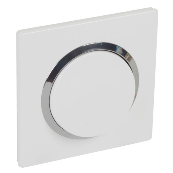 Interrupteur ou va-et-vient dooxie 10AX complet avec griffes, plaque carrée blanche avec bague chromée