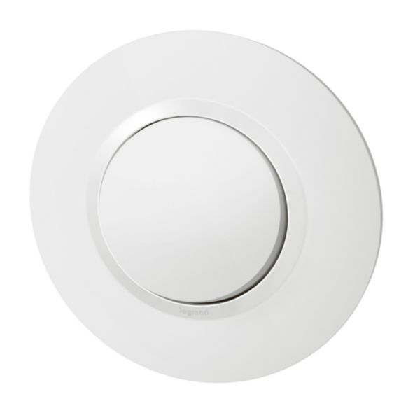 Poussoir dooxie 6A 250V~ livré avec plaque ronde blanche