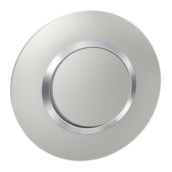 Interrupteur ou va-et-vient dooxie 10AX 250V~ livré avec plaque ronde alu avec bague effet chrome