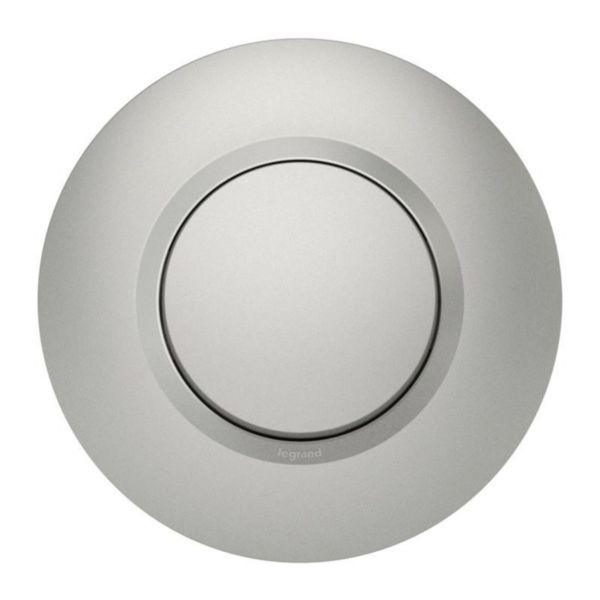 Poussoir dooxie 6A 250V~ livré avec plaque ronde alu avec bague effet chrome