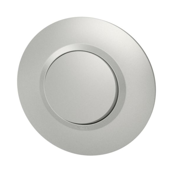 Poussoir dooxie 6A 250V~ livré avec plaque ronde alu avec bague effet chrome