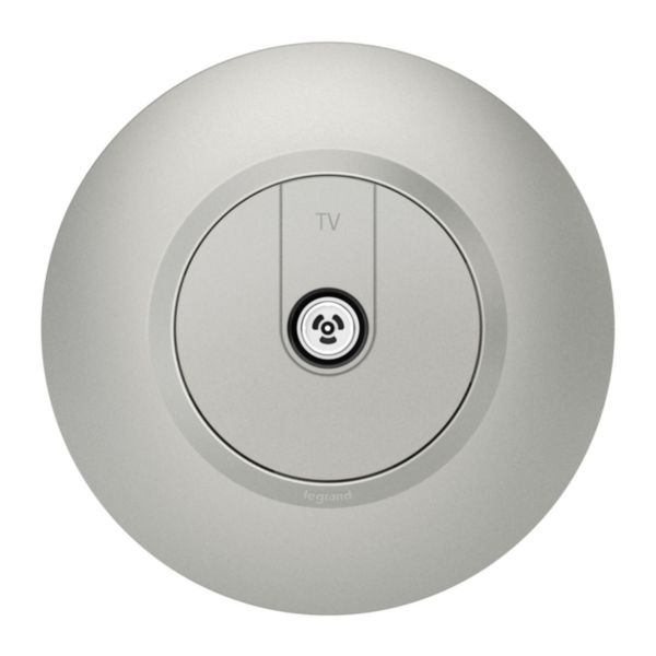 Prise TV étoile blindée dooxie livrée avec plaque ronde alu avec bague effet chrome et griffes - emballage blister