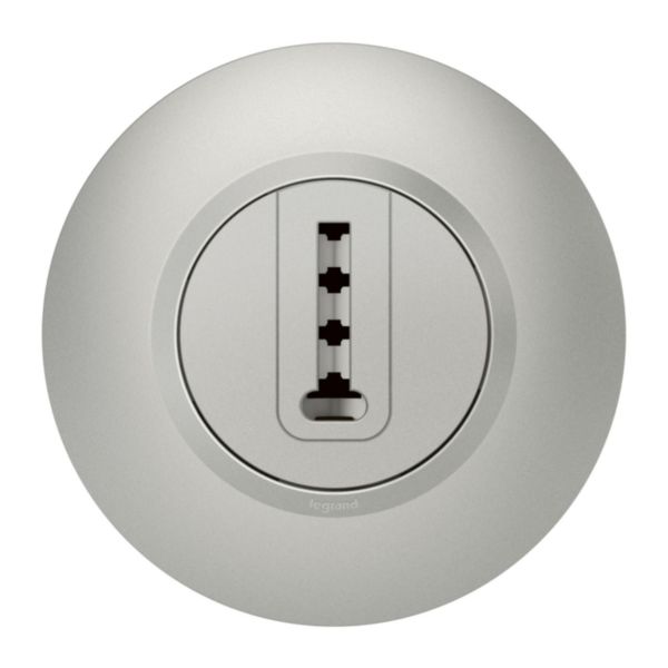Prise téléphone en T dooxie livrée avec plaque ronde alu avec bague effet chrome - emballage blister