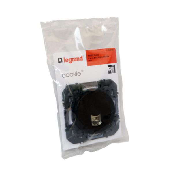 Prise blindée RJ45 cat. 6 STP dooxie finition noir - emballage blister