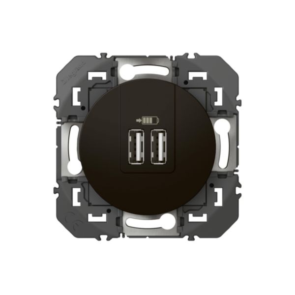 Double chargeur USB Type-A dooxie 3A15W finition noir mat