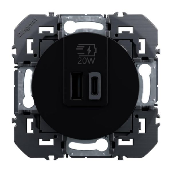 Prise USB Type-A+Type-C 20W Power Delivery dooxie - Noir composable