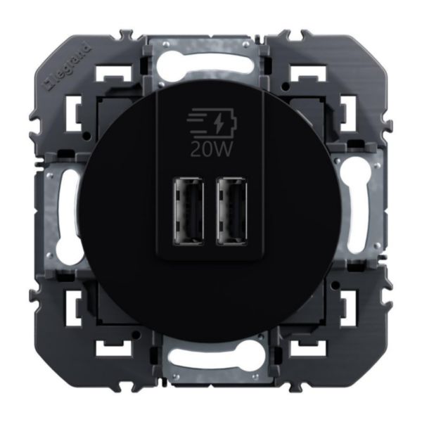 Prise USB Type-C+Type-C 20W Power Delivery dooxie - Noir composable