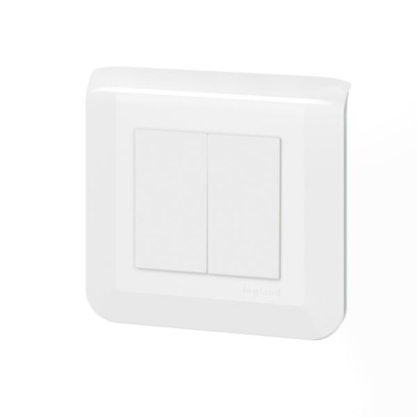 Double interrupteur ou va-et-vient Mosaic 10A blanc complet avec plaque et fixation à vis