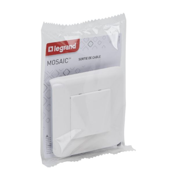 Sortie de câble Mosaic blanc complet avec plaque et fixation à vis