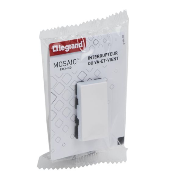 Interrupteur ou va-et-vient Mosaic Easy-Led 10A 1 module - blanc