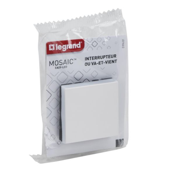 Interrupteur ou va-et-vient Mosaic Easy-Led 10A 2 modules - blanc