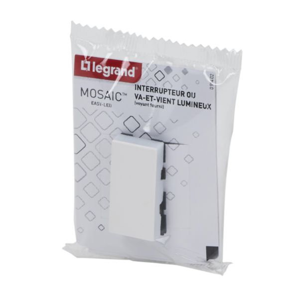 Interrupteur ou va-et-vient lumineux avec voyant Mosaic Easy-Led 10A 1 module - blanc