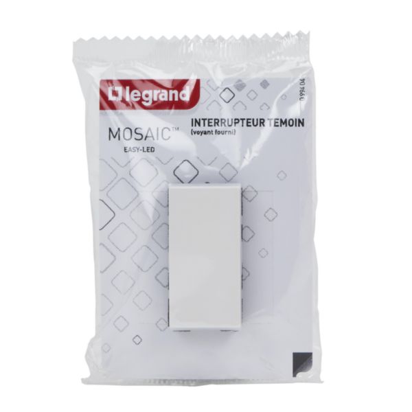 Interrupteur ou va-et-vient témoin avec voyant Mosaic Easy-Led 10A 1 module - blanc