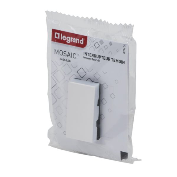 Interrupteur ou va-et-vient témoin avec voyant Mosaic Easy-Led 10A 1 module - blanc