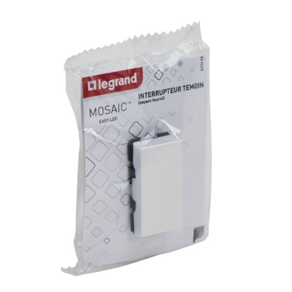 Interrupteur ou va-et-vient témoin avec voyant Mosaic Easy-Led 10A 1 module - blanc