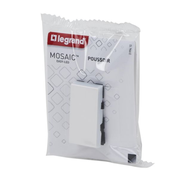 Poussoir Mosaic Easy-Led 6A 1 module - blanc