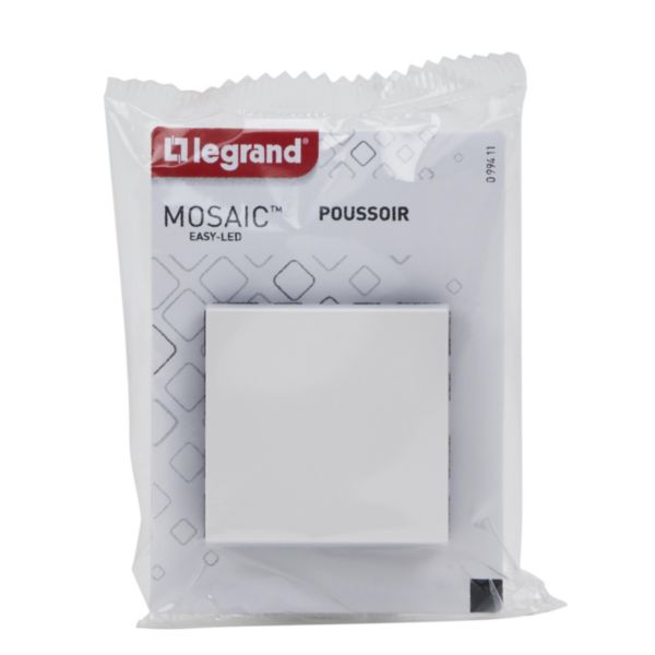 Poussoir Mosaic Easy-Led 6A 2 modules - blanc