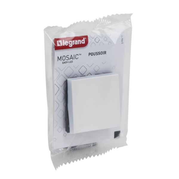 Poussoir Mosaic Easy-Led 6A 2 modules - blanc