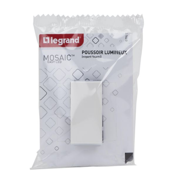 Poussoir lumineux avec voyant Mosaic Easy-Led 6A 1 module - blanc