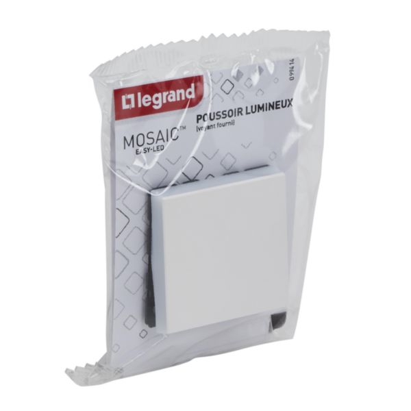 Poussoir lumineux avec voyant Mosaic Easy-Led 6A 2 modules - blanc