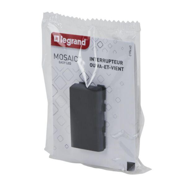 Interrupteur ou va-et-vient Mosaic Easy-Led 10A 1 module - noir mat