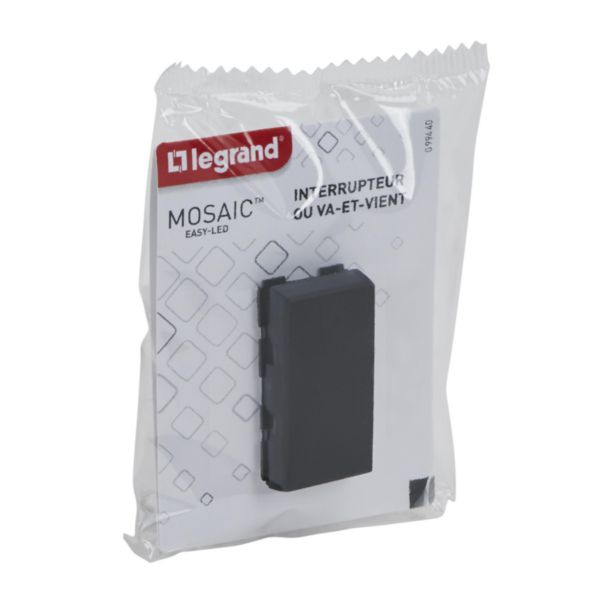 Interrupteur ou va-et-vient Mosaic Easy-Led 10A 1 module - noir mat