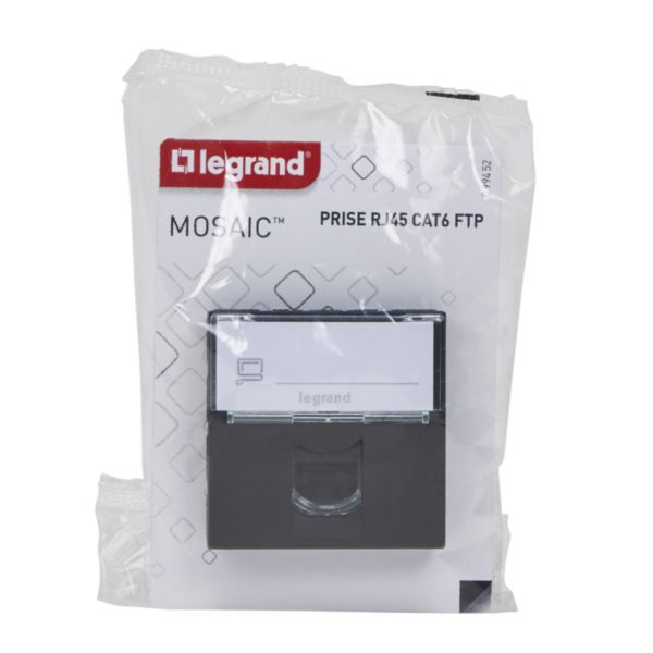 Prise RJ 45 multimédia Mosaic catégorie 6 F/UTP 2 modules - noir mat