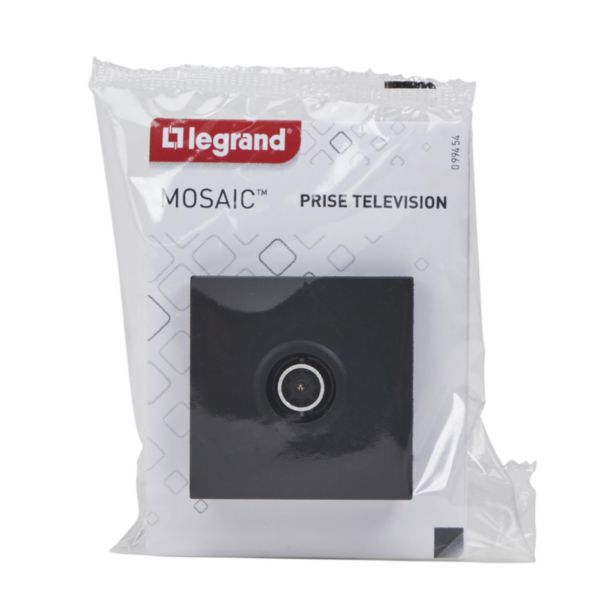 Prise TV Mosaic simple mâle 2 modules - noir mat
