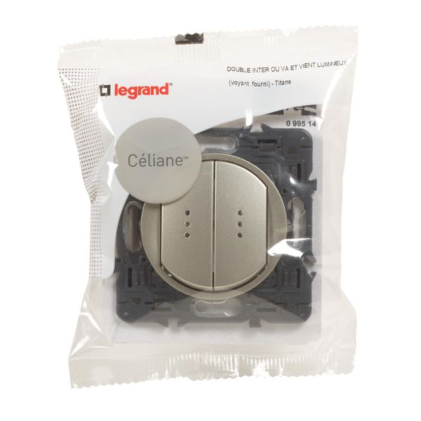 Legrand Celiane double interrupteur témoin titane